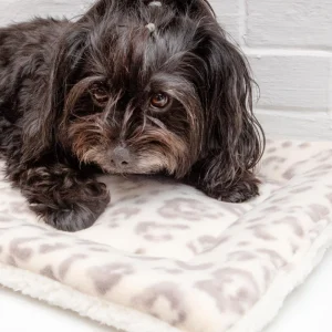 Cream Leopard Plush Fleece Pet Napping Mat (Made in the USA) (FINAL SALE)