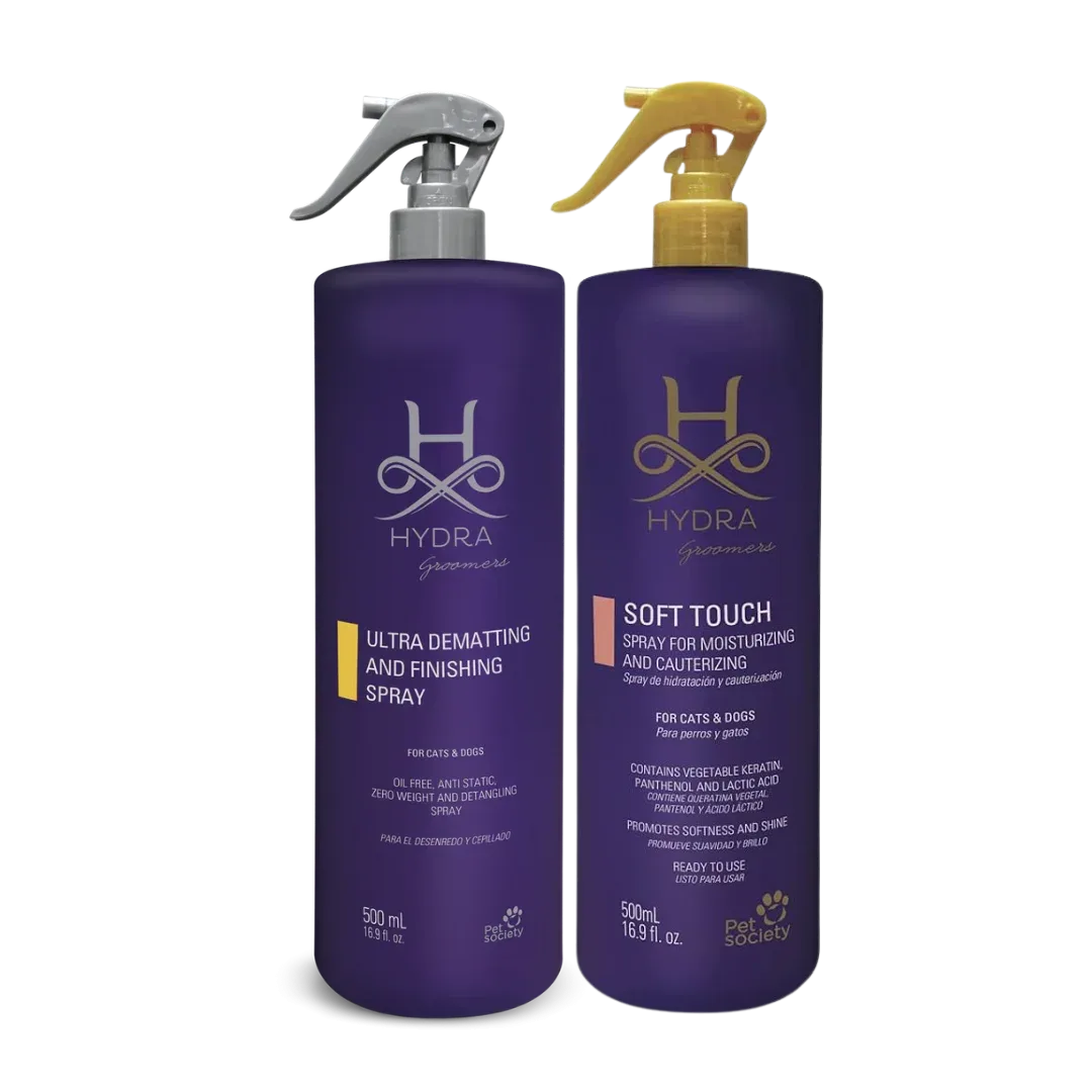 Ultra Detangle & Dematting Finishing Spray and Soft Touch Moisturizing Spray 16.9oz Set by Hydra