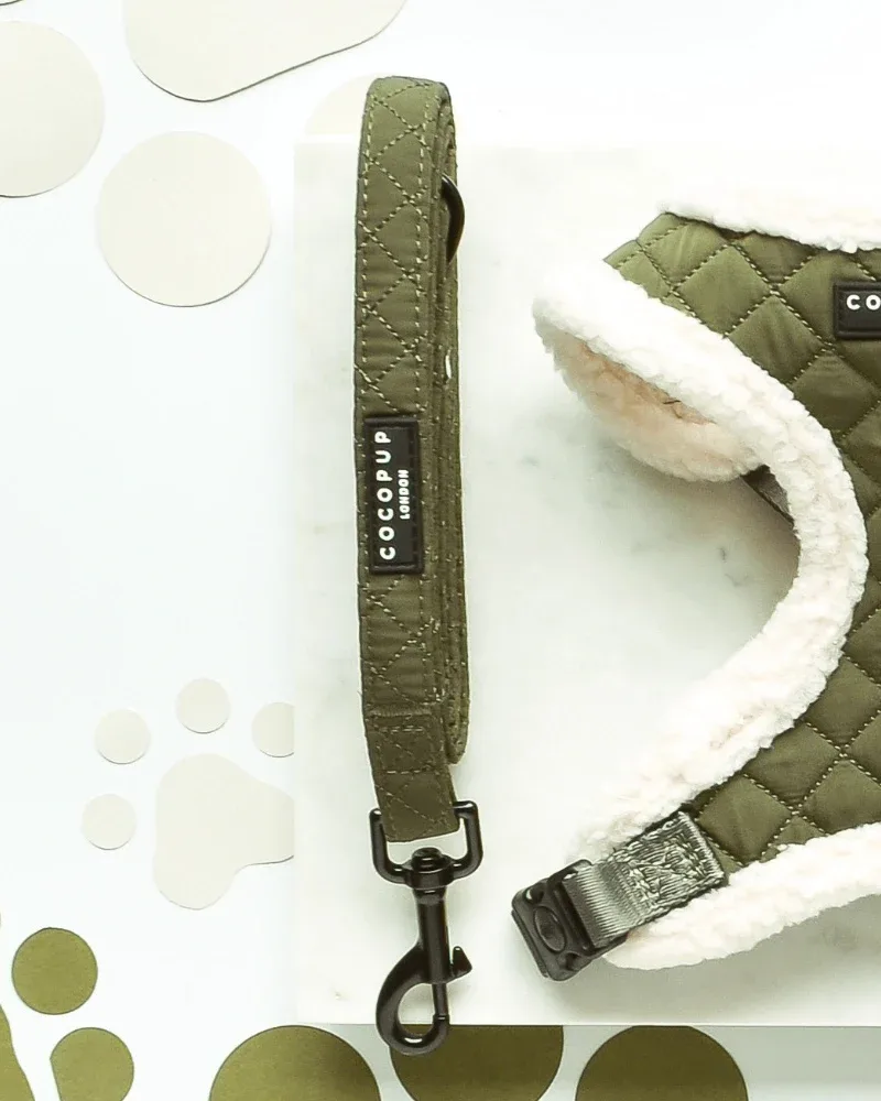 Quilted Dog Leash in Khaki (5ft) - Image 2