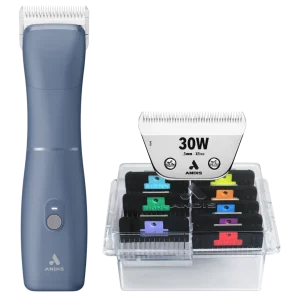 Emerge Clipper Blue with #30W Blade and 8Pc Wide Comb Attachment Bundle by Andis