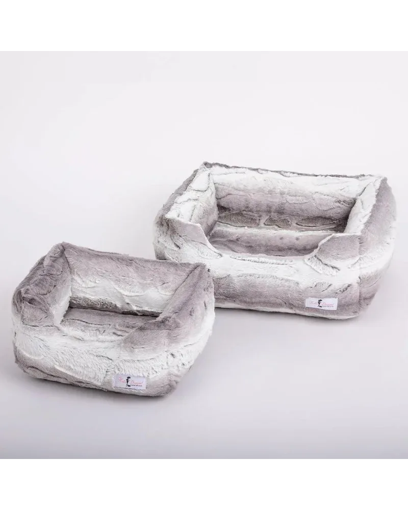 Cashmere Collection Faux-Fur Dog Bed in Soft Grey (Custom/Direct-Ship) (Made in the USA) - Image 2
