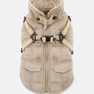 Wilkes Winter Harness Dog Jacket In Beige (FINAL SALE)