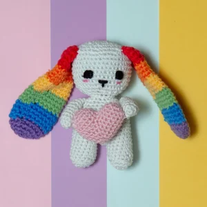 Rachel the Rainbow Rabbit Cotton Knit Dog Toy