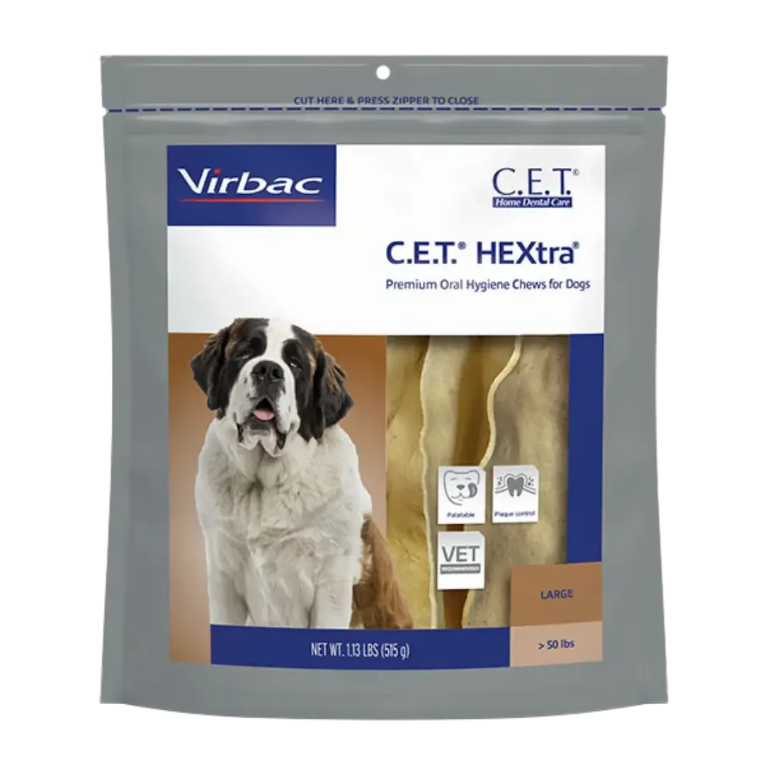 C.E.T. HEXtra Oral Hygiene Chews for Dogs Pack of 30 Large by Virbac