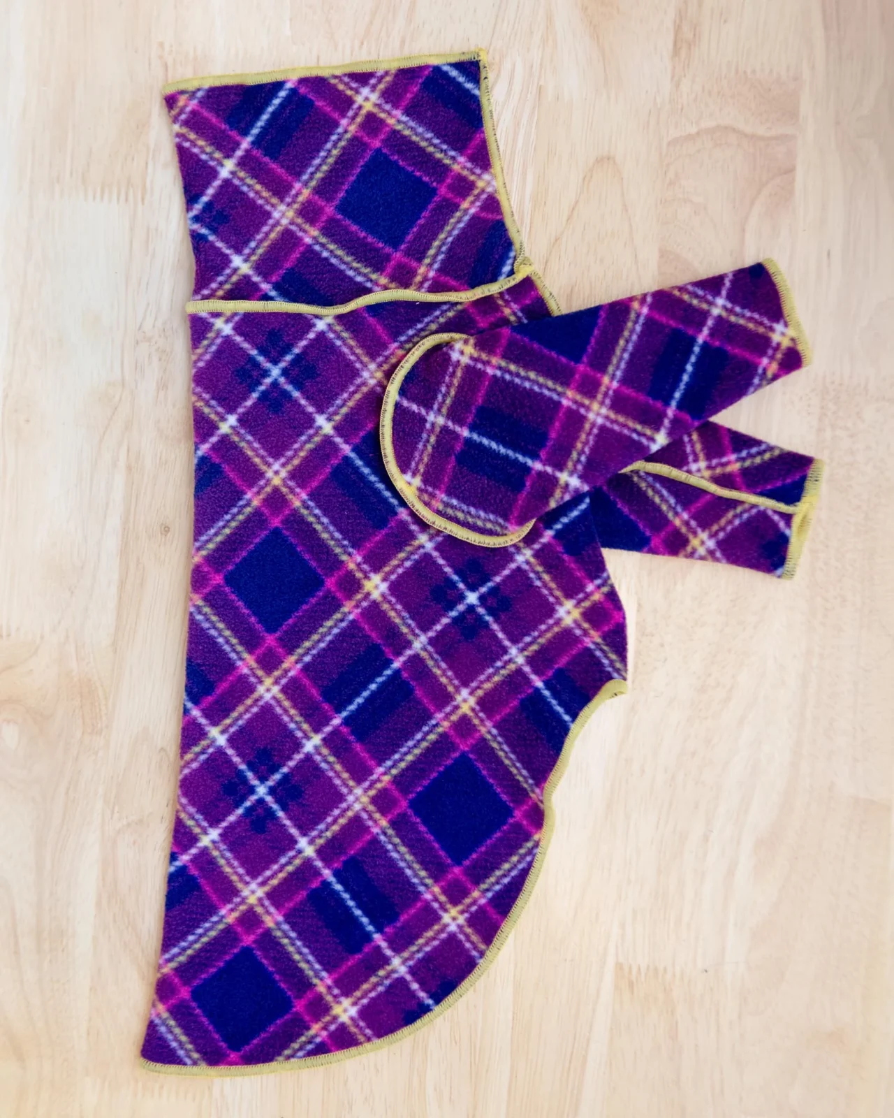 Long-Sleeve Stretch Dog Fleece in Mulberry Plaid (DOG & CO. + GOLD PAW Exclusive!) - Image 2