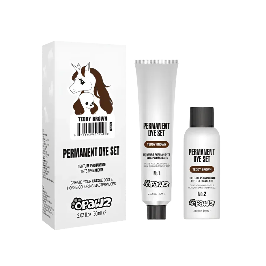Permanent Dog Hair Dye Set Teddy Brown 2oz by Opawz