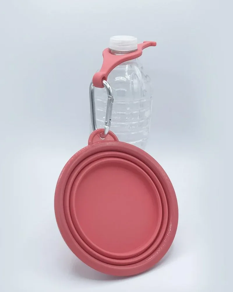 Single Travel Dog Bowl in Pink - Image 2