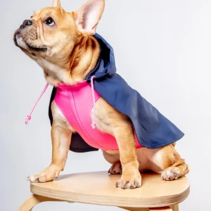 Action Jacket Pull-On Raincoat in Navy + Neon Pink (Made in NYC)