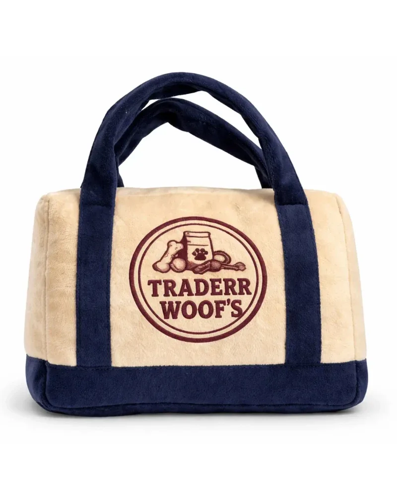 Traderr Woof’s Plush Squeaky Dog Toy in Navy - Image 2