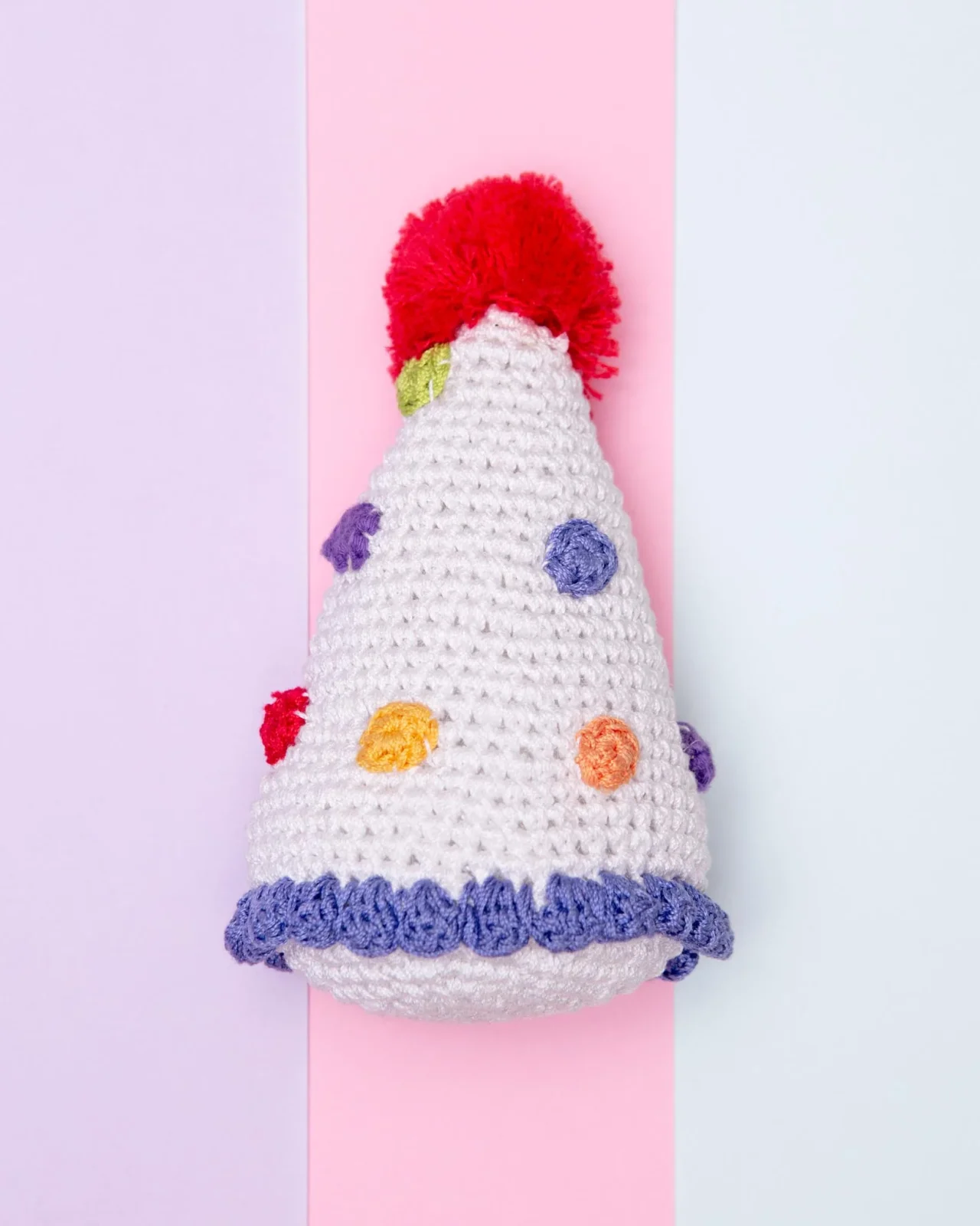 Birthday Hat Knit Organic Cotton Dog Toy - Image 2