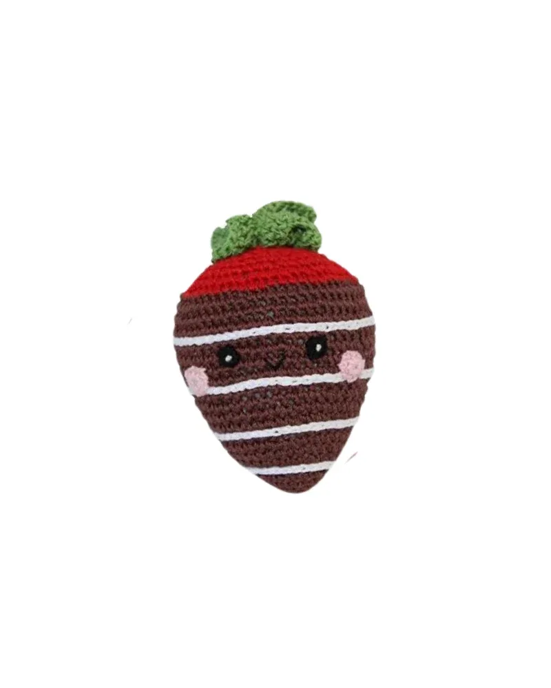 Chocolate Dipped Strawberry Knit Squeaky Dog Toy - Image 2