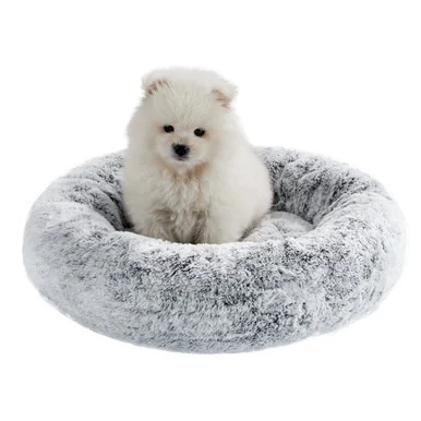 SnuggleSoft Faux Fur Pet Bed, Grey