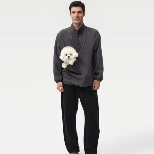 Kangaroo Pouch Unisex Microfleece Pullover in Charcoal