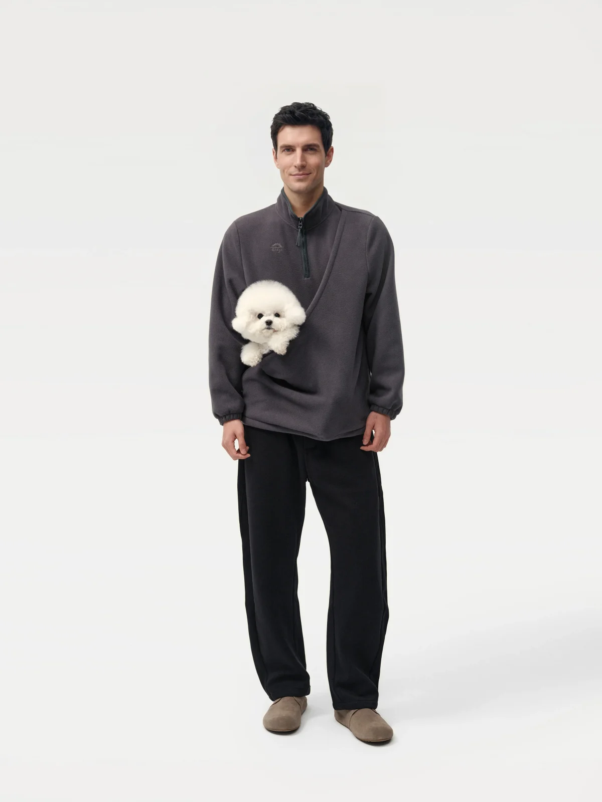 Kangaroo Pouch Unisex Microfleece Pullover in Charcoal