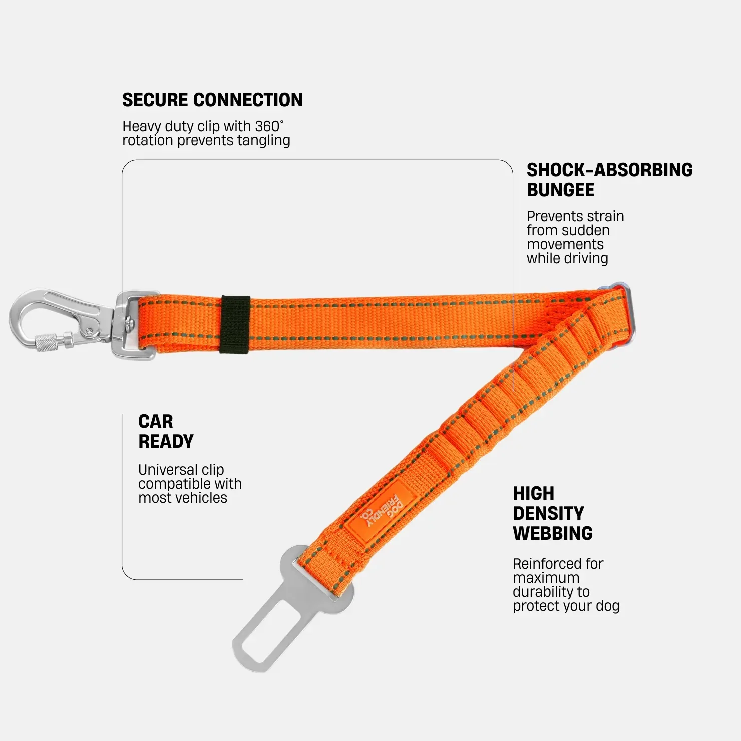 Dog Seat Belt - Hi-Vis Orange - Image 2