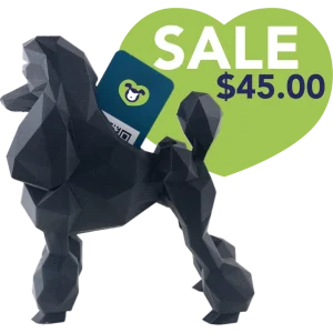 Poodle Business Card Holder Sparkle Onyx Black by Kumpe3D