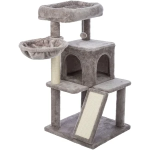 TRIXIE Pepito 39.4" Cat Tower, 3-Level Cat Tree W/ Scratching Posts, Ramp, Plush Condo & Hammock