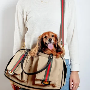 Marlee Duffle Dog Carrier in Khaki (Made in the USA)