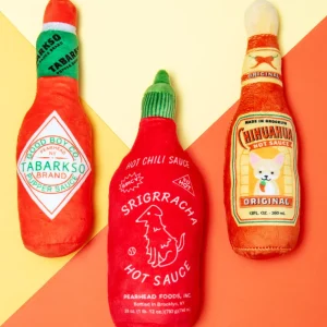 Hot Pupper Sauce Squeaky Plush Dog Toy (3-Piece Set)