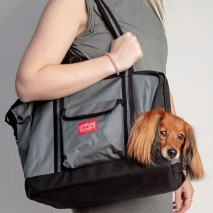 Open or Closed Pet Tote Bag in Grey (Small)