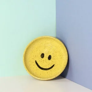 Glazed Stoneware Smiley Face Dog Bowl (Made in the USA)