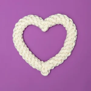 Natural White Heart Dog Rope Toy