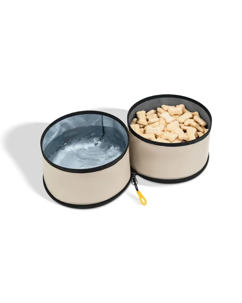 Superbowl Double Dog Travel Bowl in Con Leche