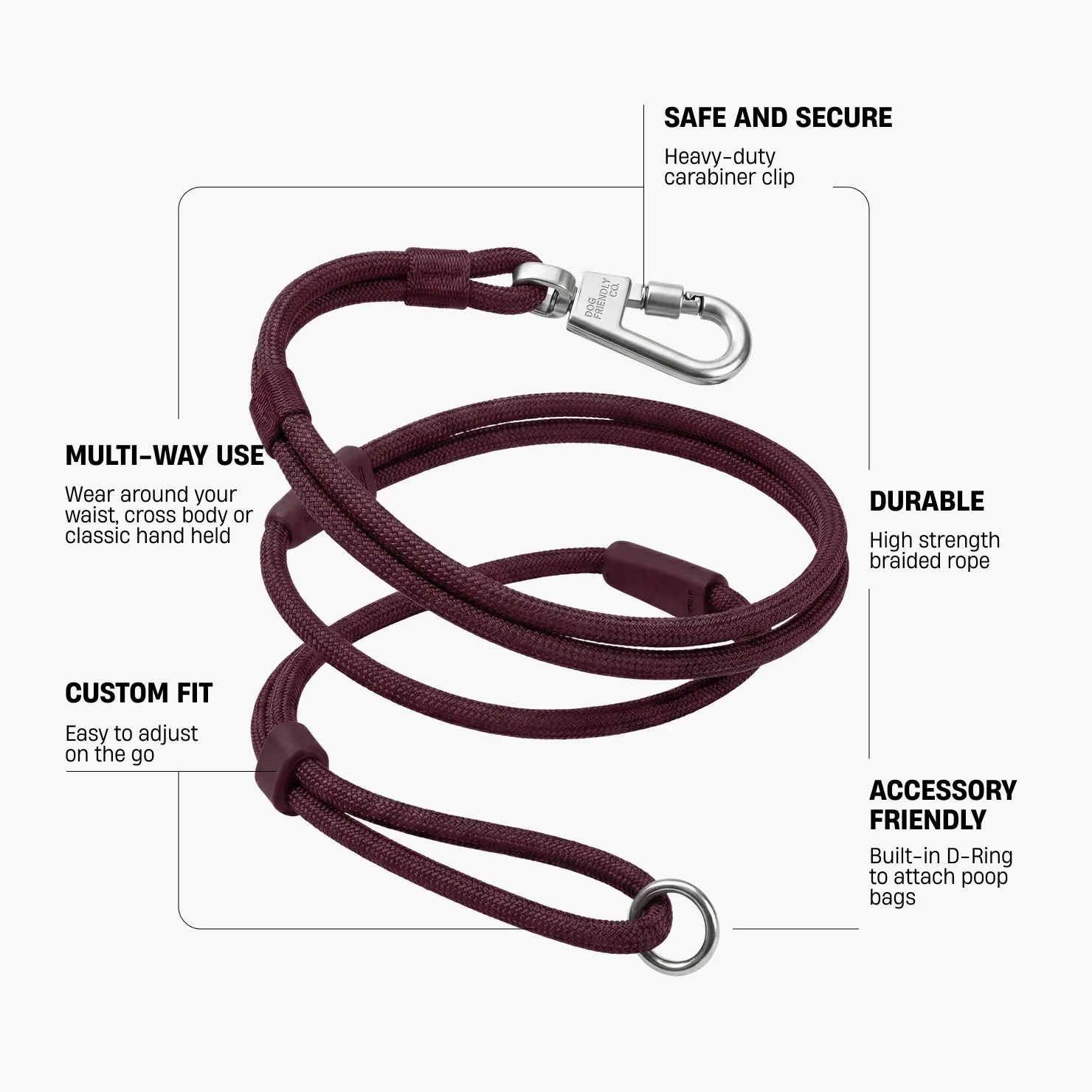 Hands Free Leash - Burgundy - Image 2