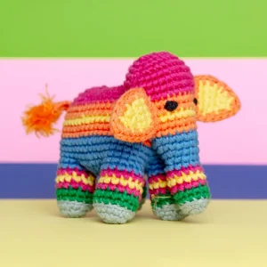 Cotton Crochet Striped Elephant Squeaky Toy for Dogs