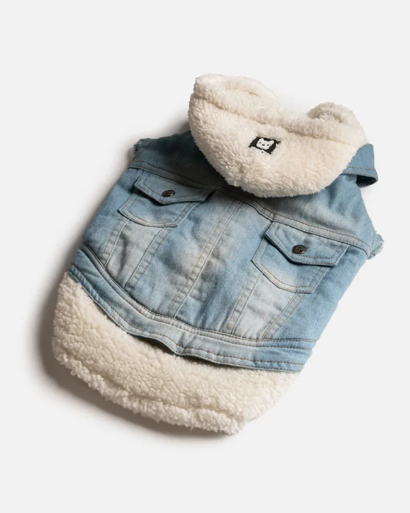 Justin Denim & Shearling Dog Jacket((FINAL SALE))