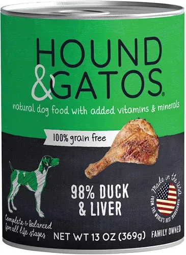 Hound and Gatos Dog Grain Free Duck and Liver 13oz. (Case of 12)