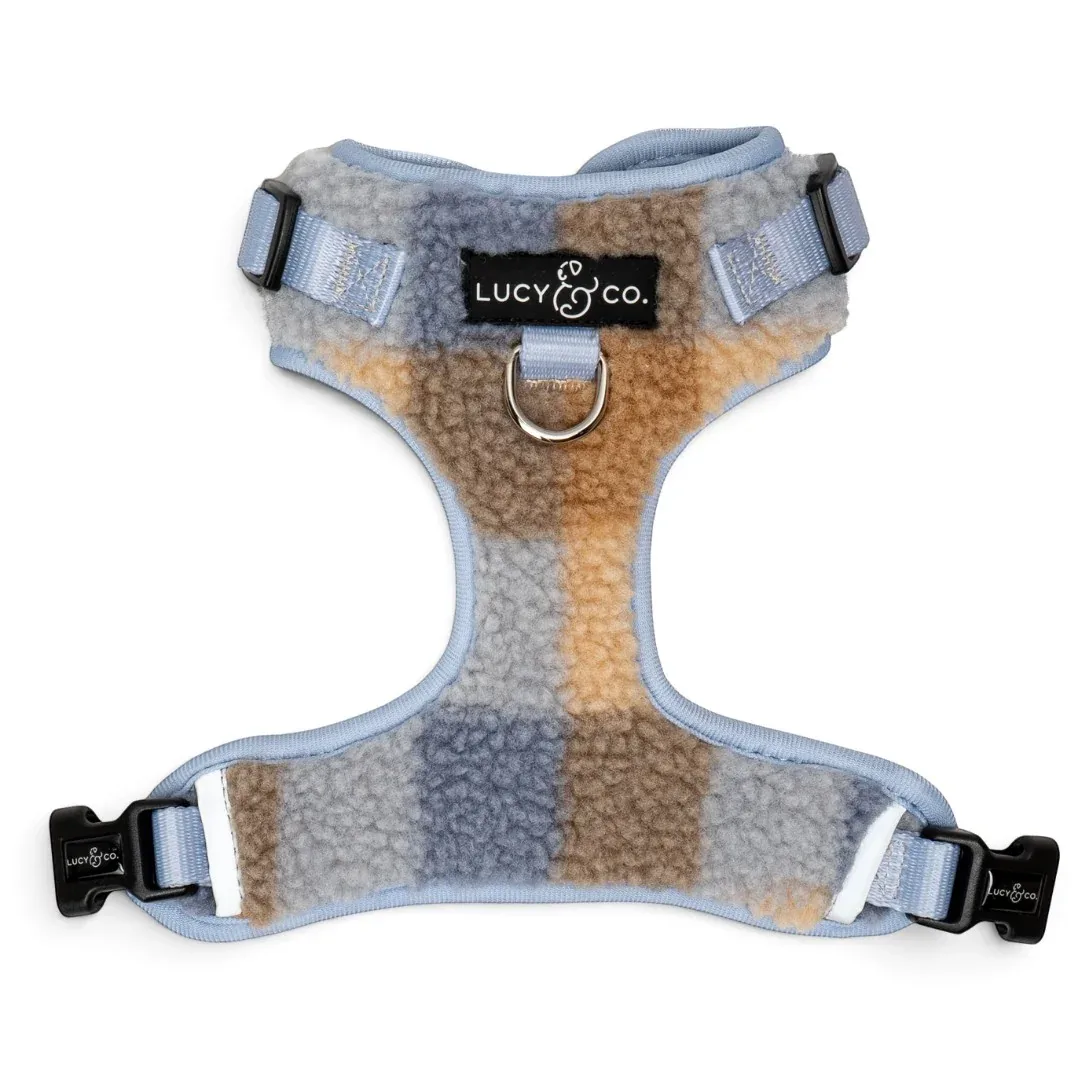 Blue Check Fleece No-Pull Harness