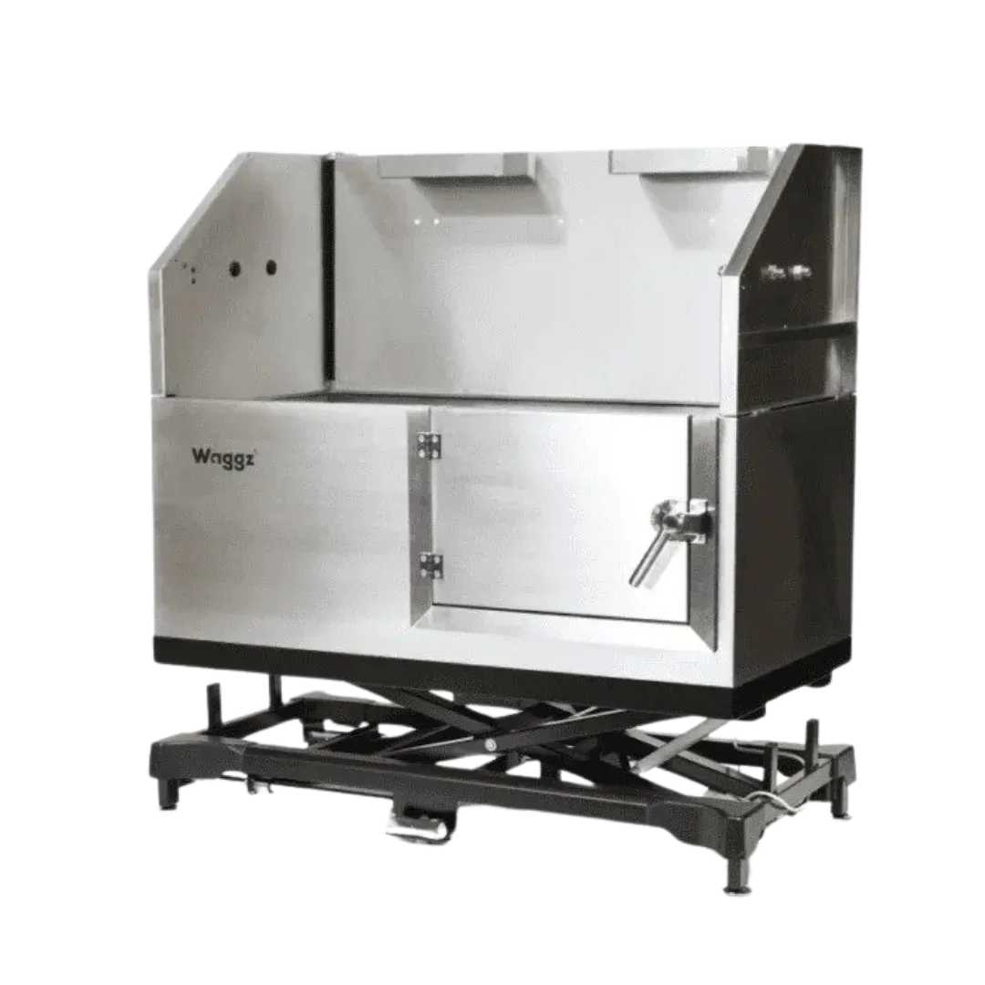 50" Dog Grooming Electric Tub with Lift-up Door Black by Waggz