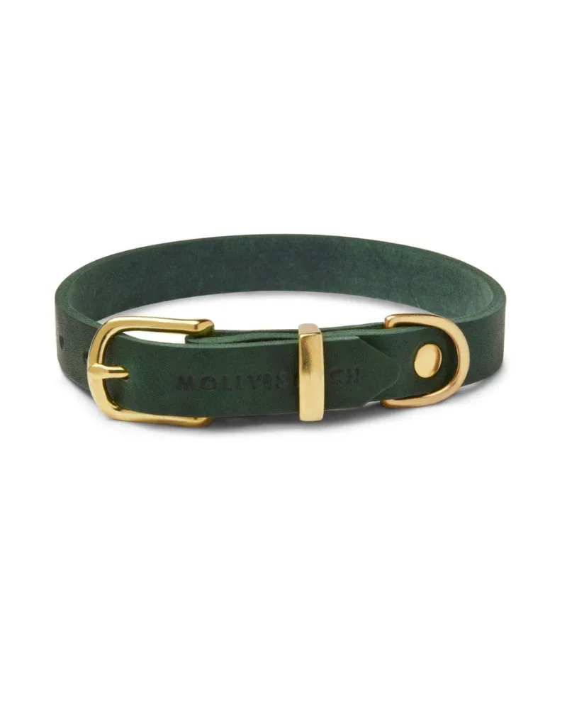 Butter Leather Dog Collar in Forest Green (Made in Austria)