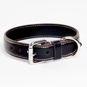 Leather Dog Collar in Black (Made in Italy)