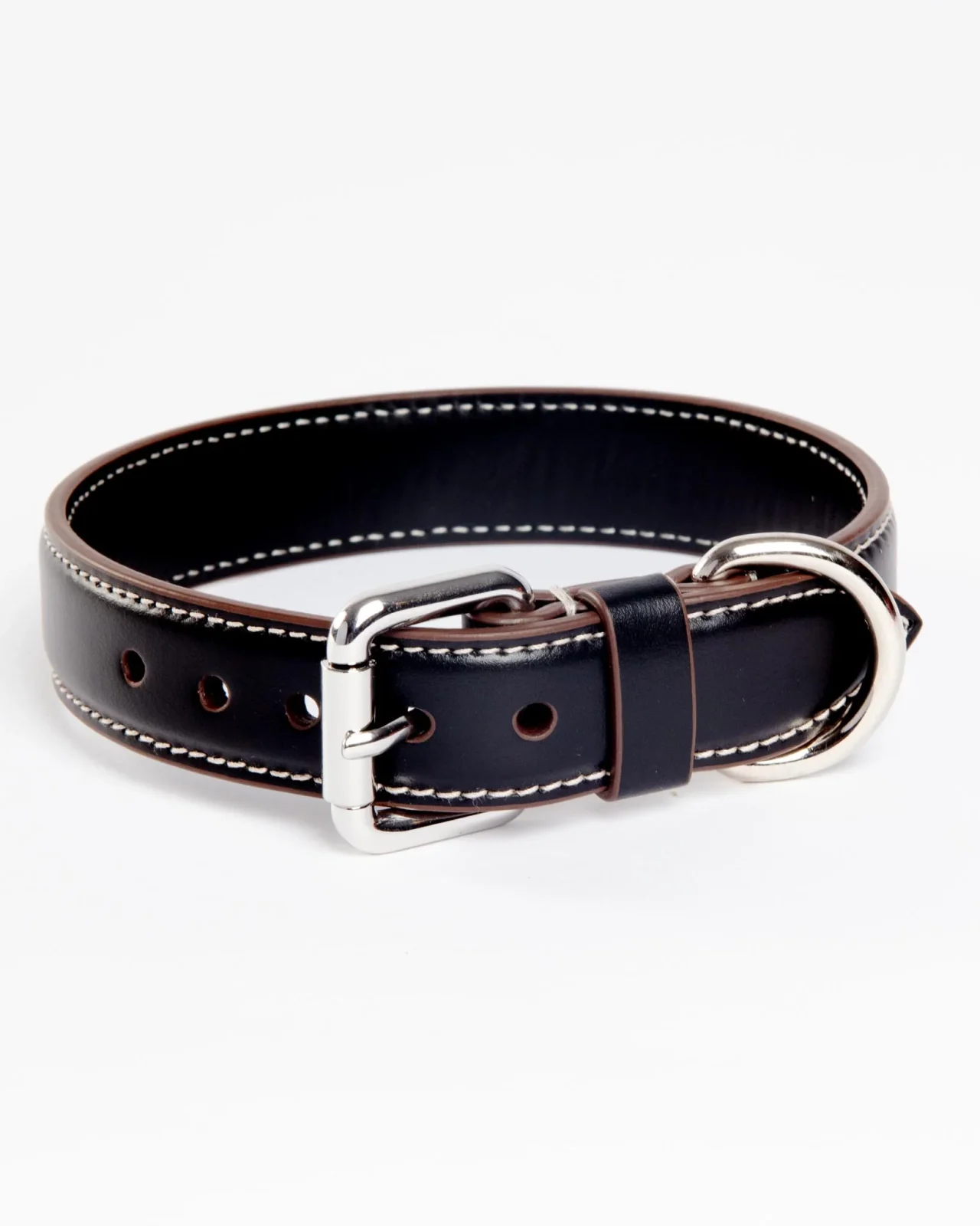 Leather Dog Collar in Black (Made in Italy)