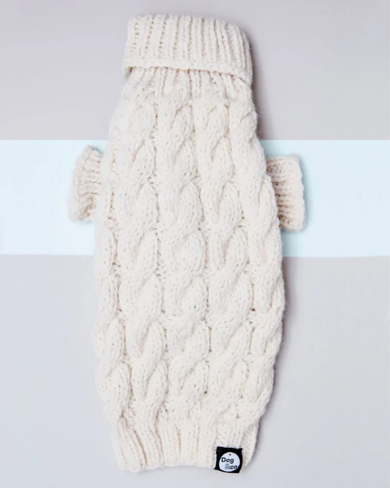 Downtown Roll Neck Dog Sweater in Natural (FINAL SALE)
