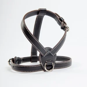 Nuvola Leather Dog Harness in Black (Made in Italy)