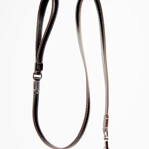 Leather Dog Leash in Black (Made in Italy)