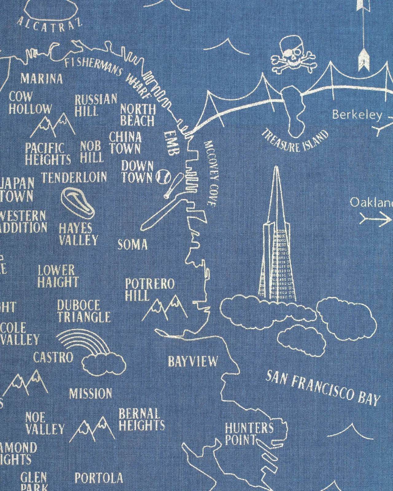 SF Map Bandana in Light Blue (Made in the USA) <> - Image 2