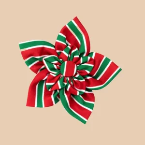 Christmas Collar/Harness Flower in Holiday Stripe <>