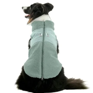 Zip Up Sherpa Dog Harness Vest in Green (FINAL SALE)