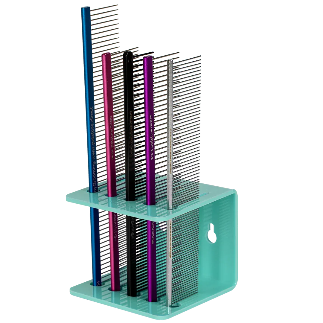 Acrylic 5 Comb Holder Tabletop and Wall Mount Aqua by PetStore.Direct - Image 2