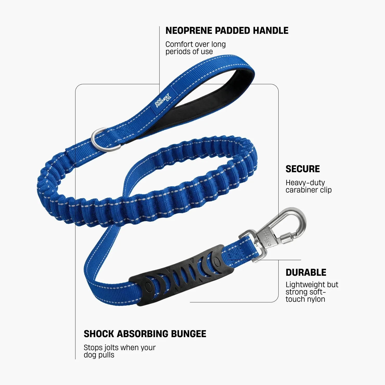 Bungee Dog Leash - Classic Blue - Image 2