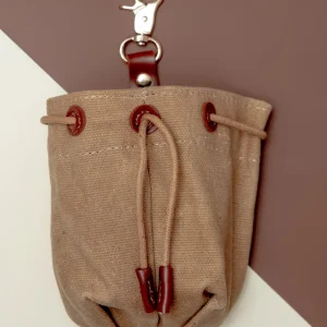 Waxed Canvas and Vegan Leather Dog Treat Knapsack in Tan