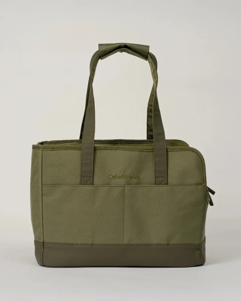 Open or Enclosed Pet Tote Bag in Olive Green - Image 2