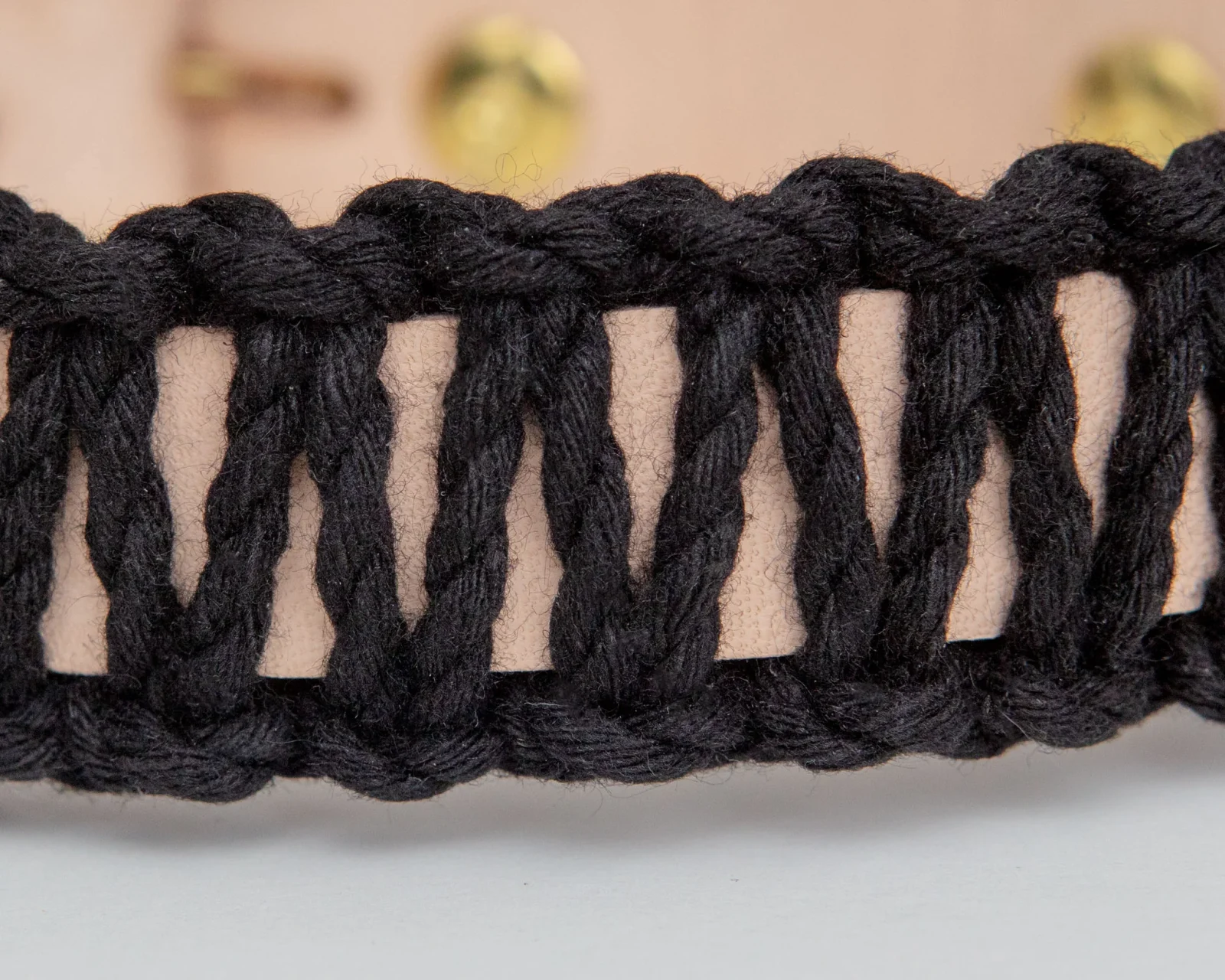 Macrame & Leather Dog Collar in Black w/ Natural (Made in the USA) (FINAL SALE) - Image 2