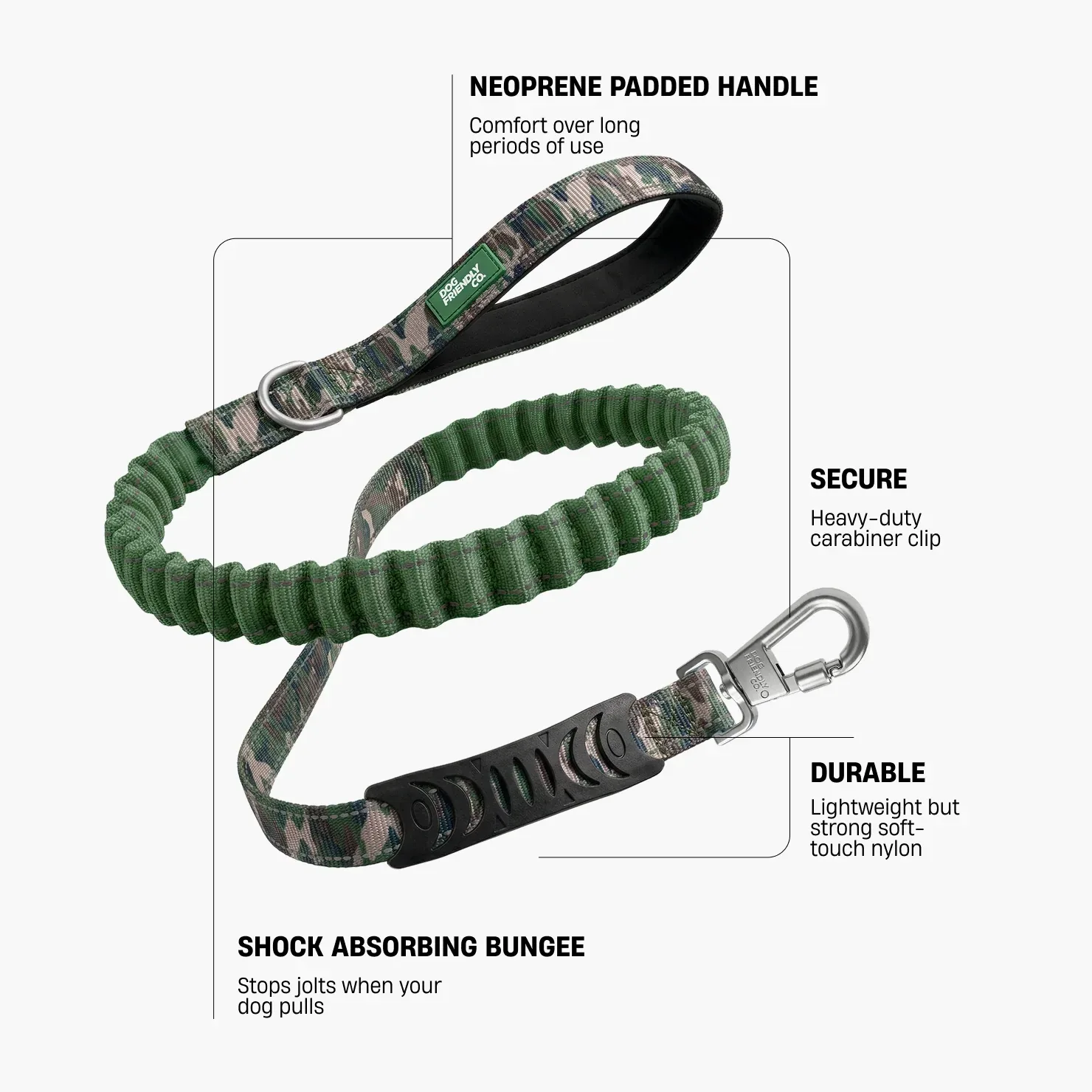 Bungee Dog Leash - Green Camo - Image 2