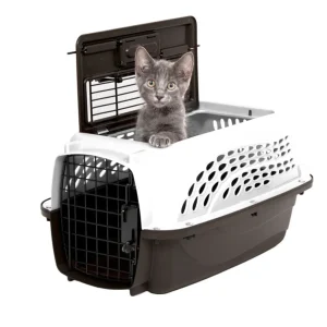 Petmate 2 Door Top Load Dog Kennel Metallic Pearl White/ Coffee Grounds 19in