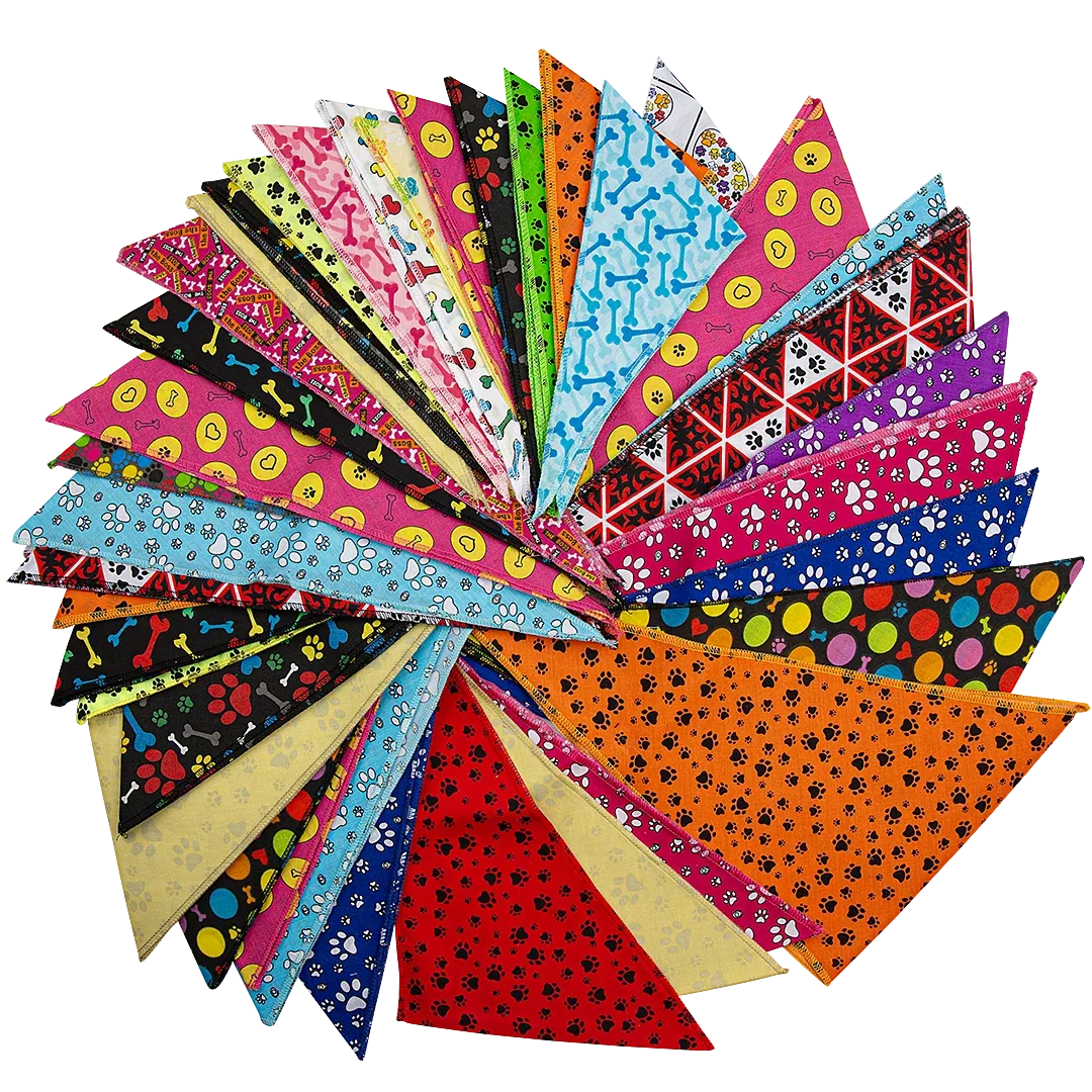 Paws & Bones Bandanas - 60 Assorted Sizes and Patterns by Bandanas Unlimited